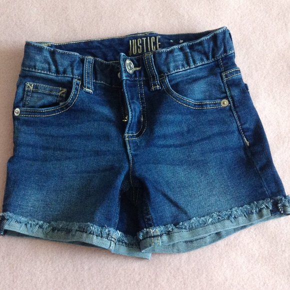 Justice Girls Denim Jean Shorts, Sz. 8 - Picture 1 of 9